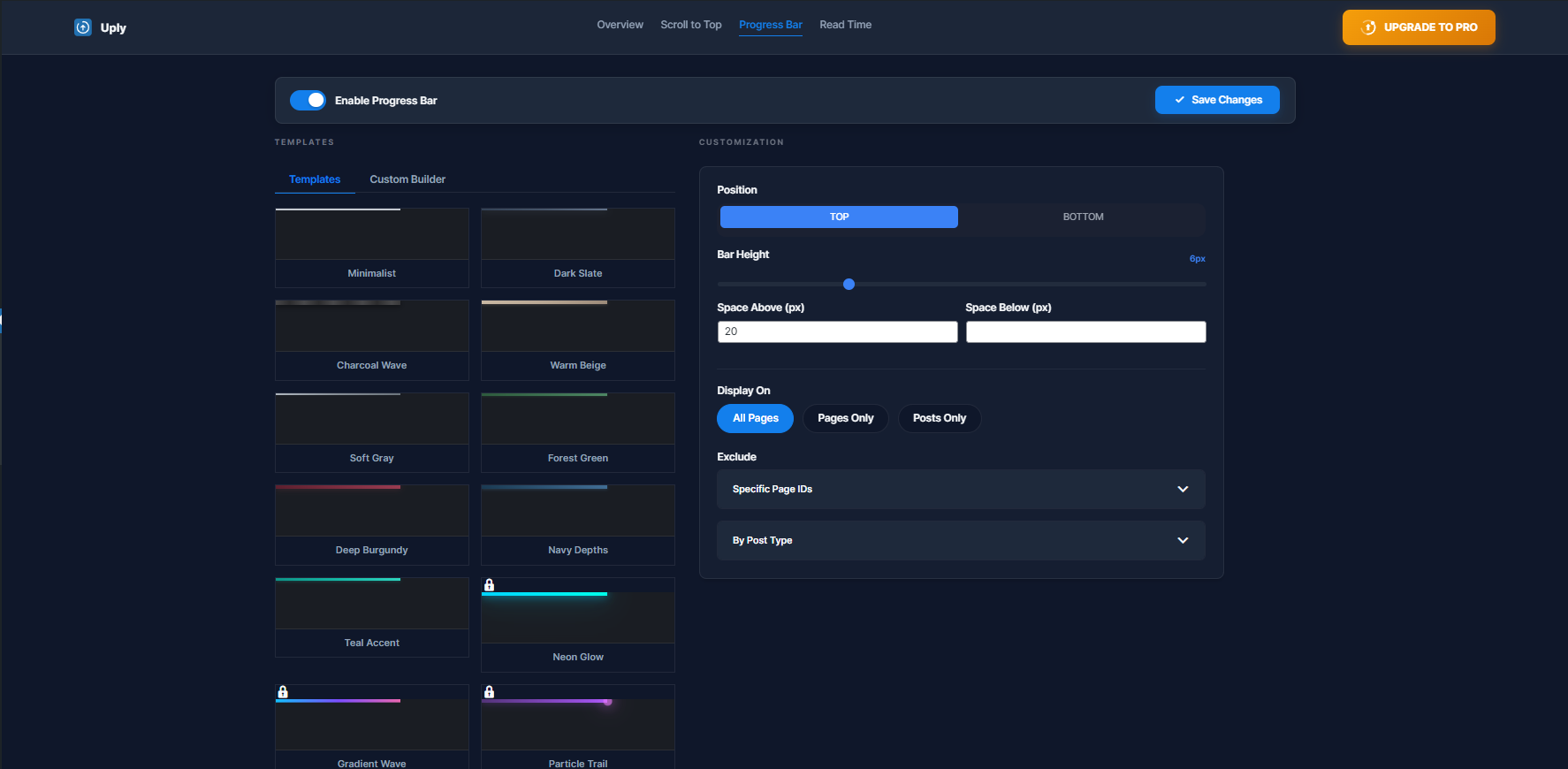 **Progress Bar Settings**: Customize color and height.