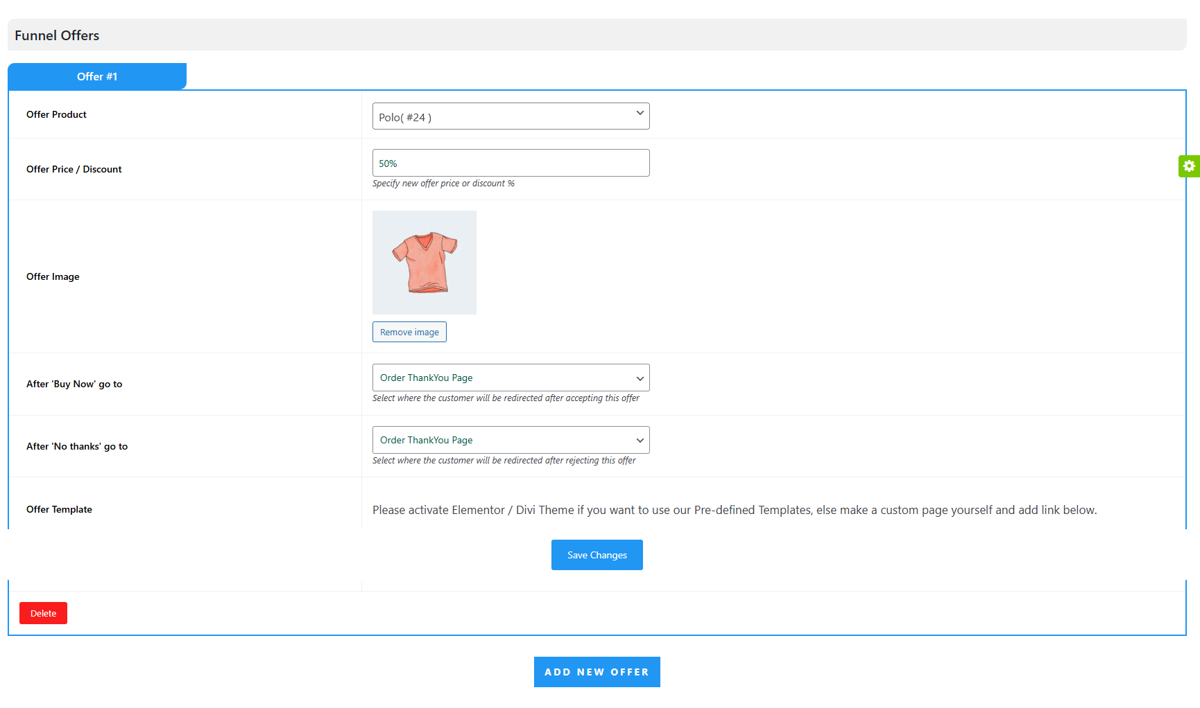 Order Bump Settings – Pre-Bump List