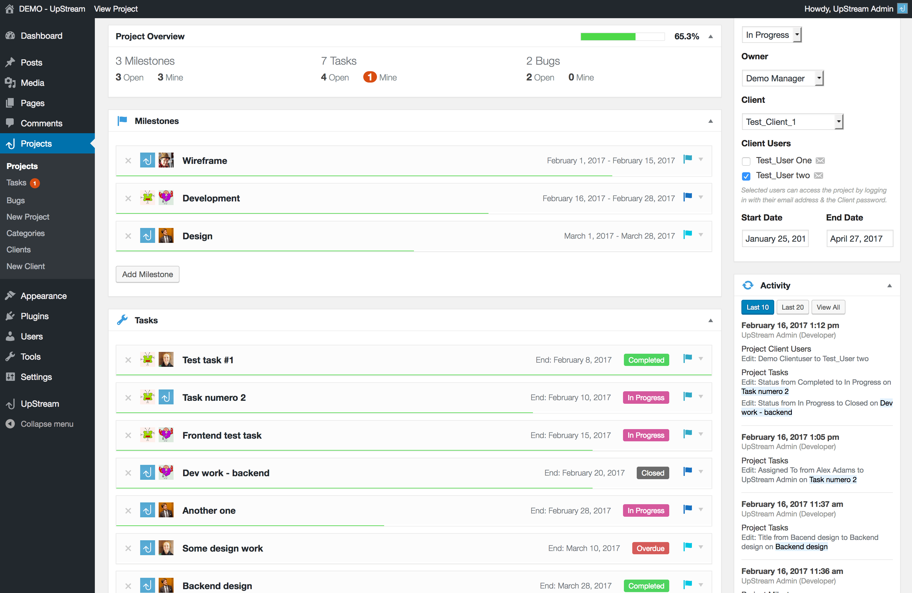Frontend view