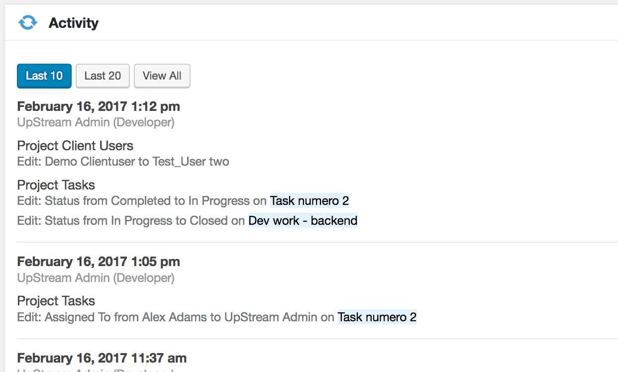 Close up of Project Timeline (premium extension)