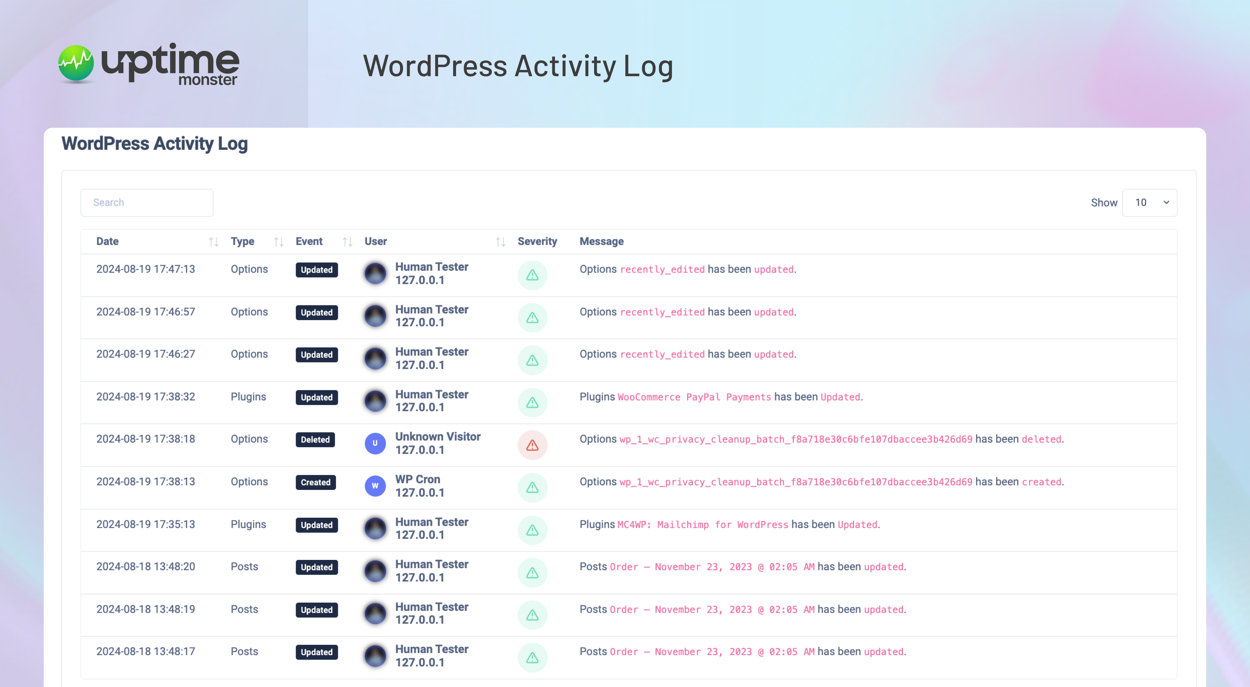 WordPress Activity Log