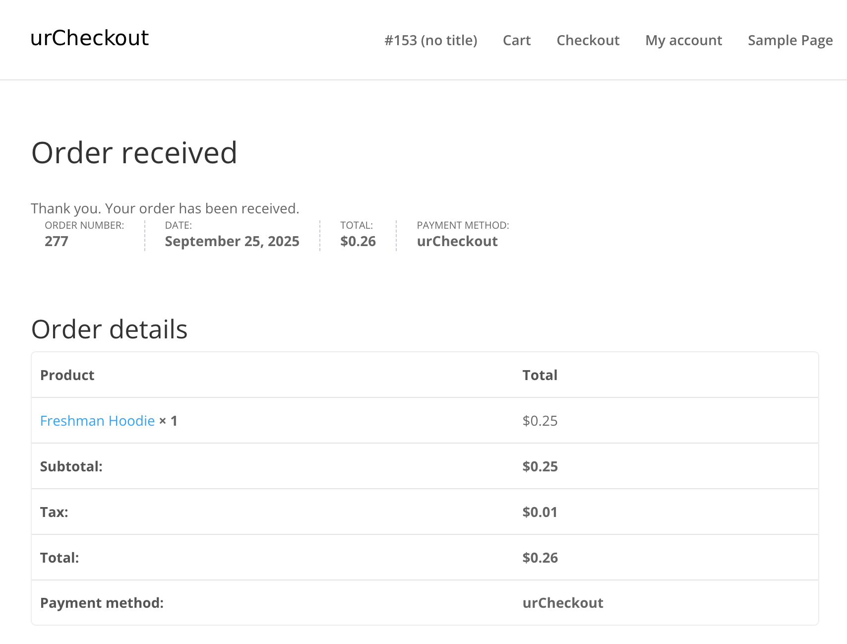 Order complete page.