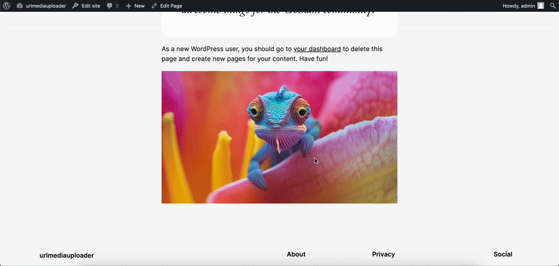 Selecting media by uploading internal URL