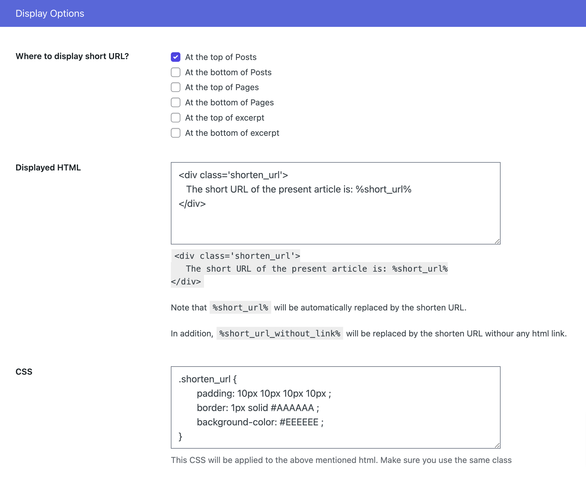 Link default settings [Free & PRO]