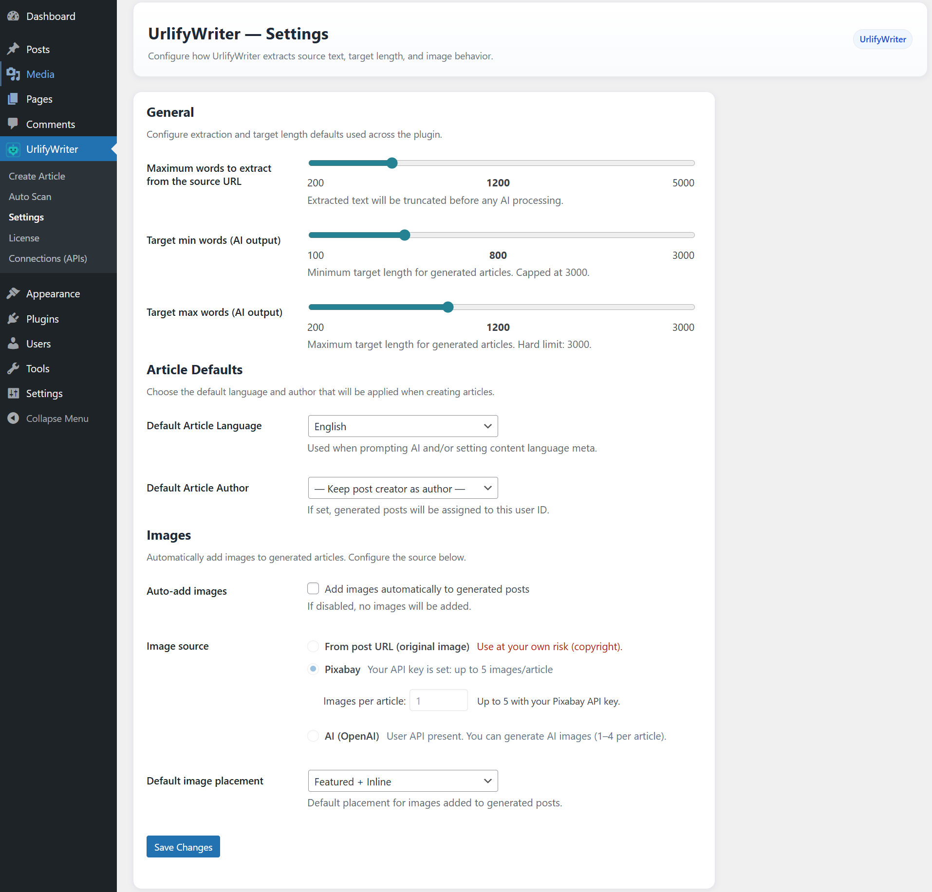 License screen – activate and manage your UrlifyWriter license.