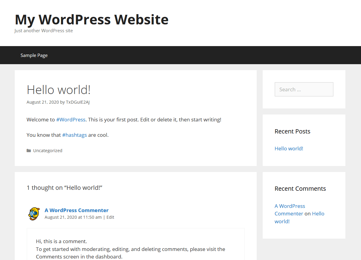 Example of how a hashtag appears in the content. For this example we are using the [GeneratePress theme](https://wordpress.org/themes/generatepress/).