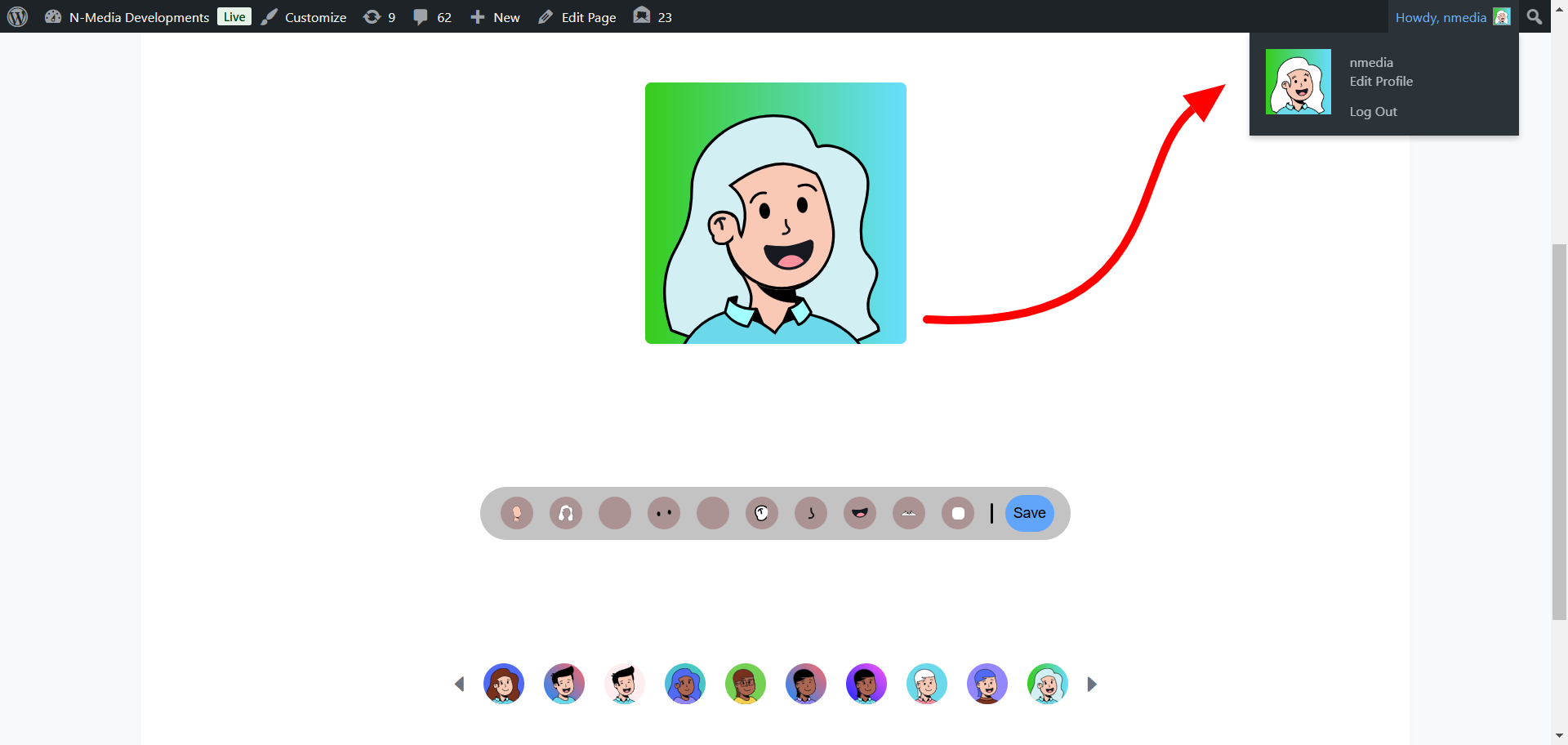 **Avatar Preview** - Real-time preview of the user’s customized avatar.