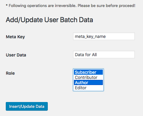 Add/Update User Batch Data