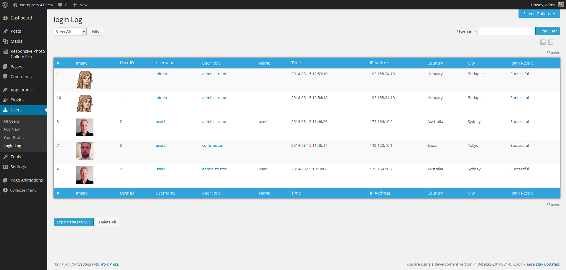 Login Log Admin Area