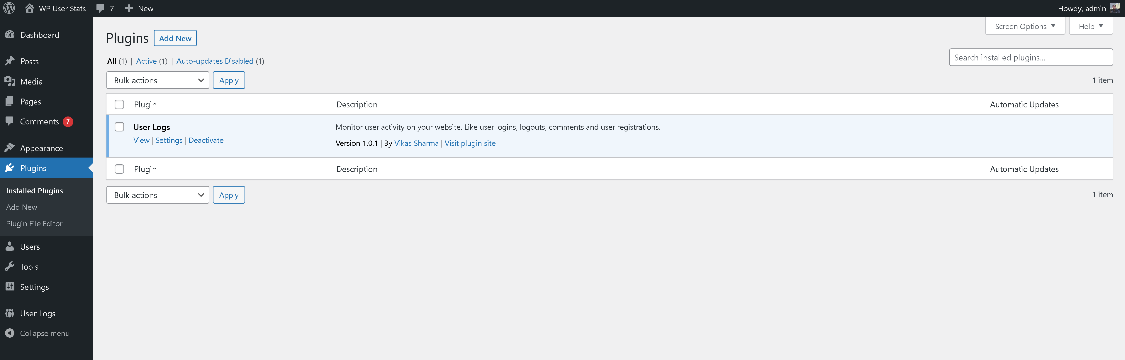 Plugin Activation page.