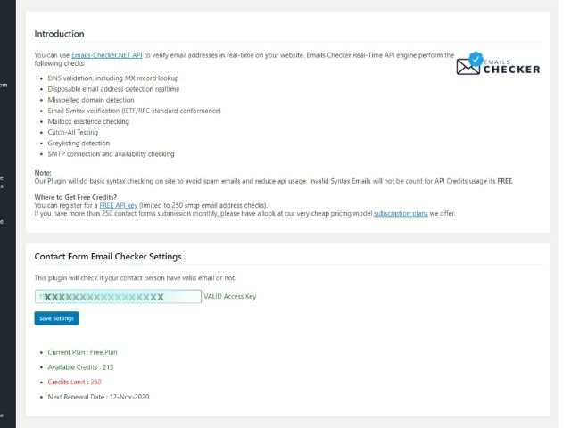 Emails Checker Settings