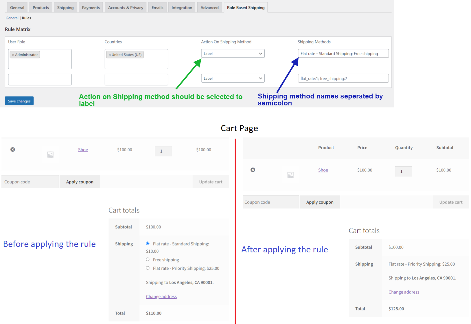 Shipping method hidden based on label / name