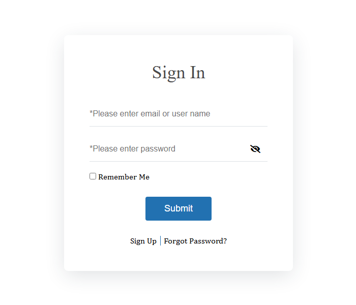 User forgot password page
