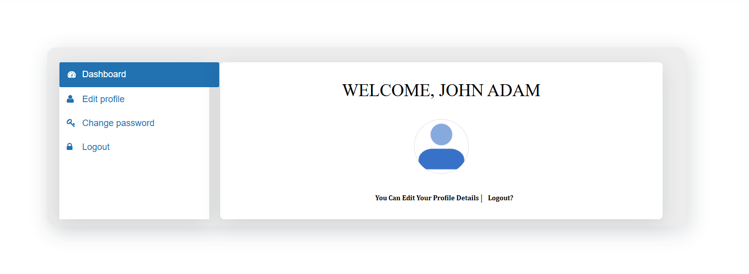 Edit profile section in user account page