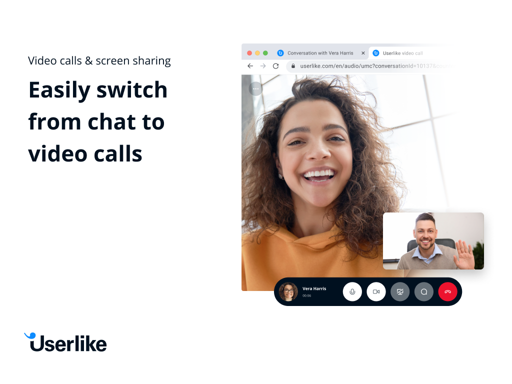 Easily switch from video to chat