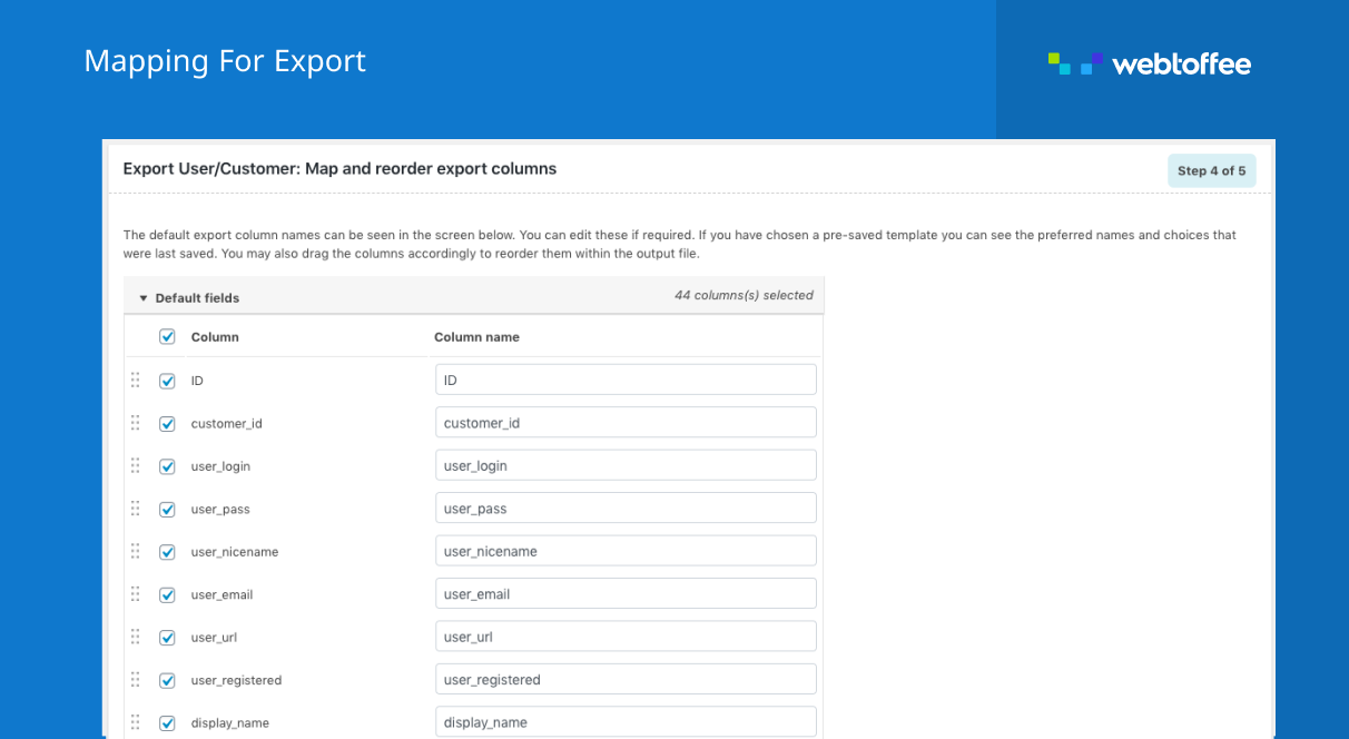 WordPress import users screen