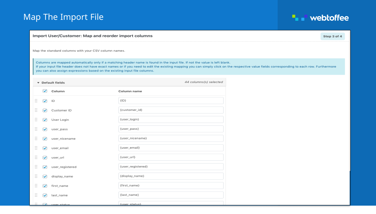 WordPress user CSV import export history