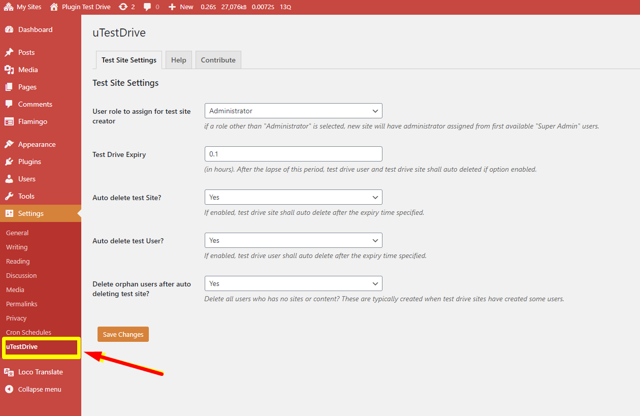 Settings Page