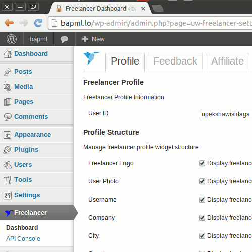 Admin interface in English language