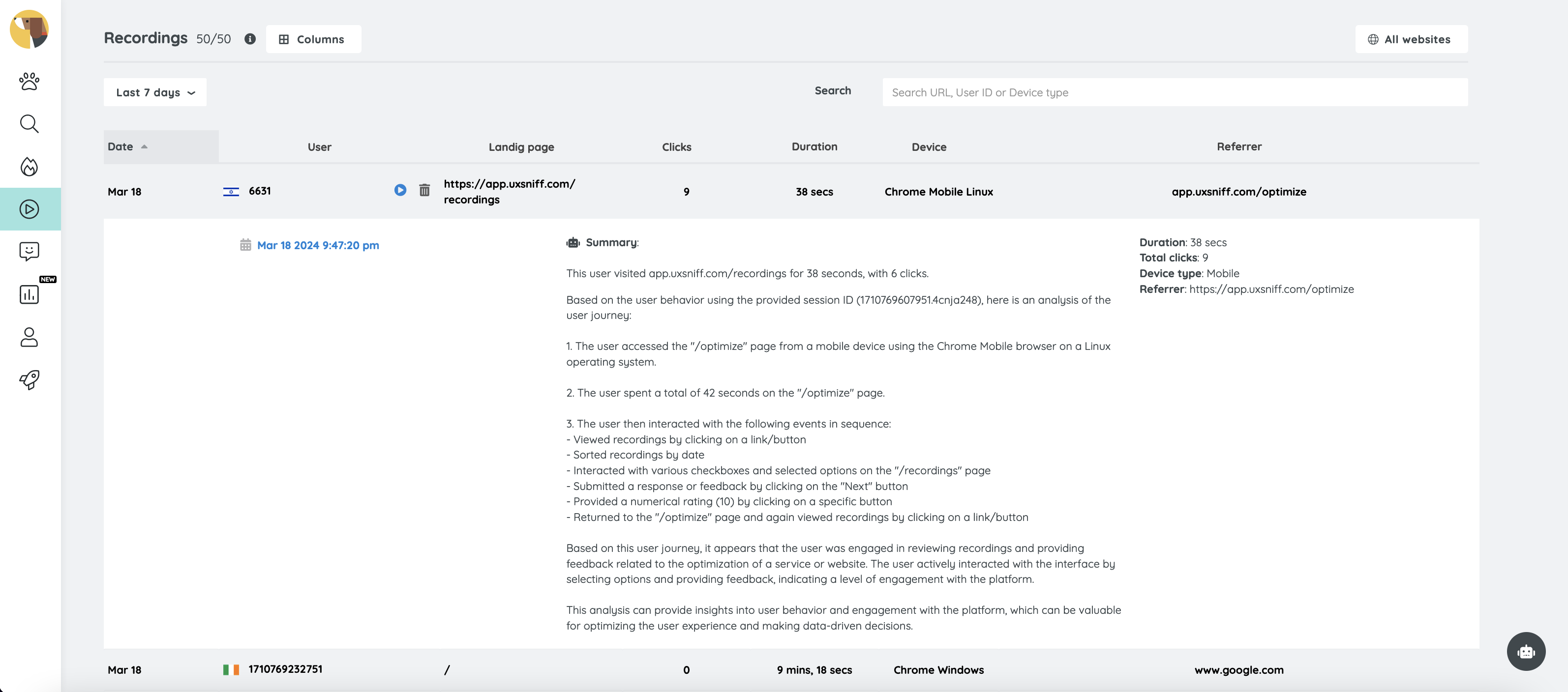 Feedback widgets.
