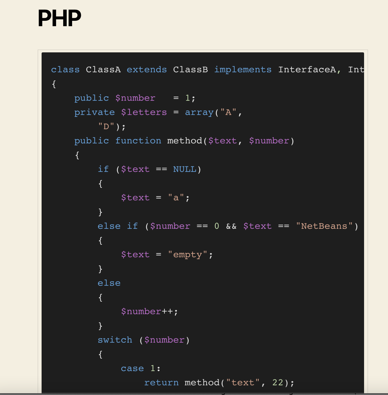 Visual Studio 2015 Theme: PHP Snippet