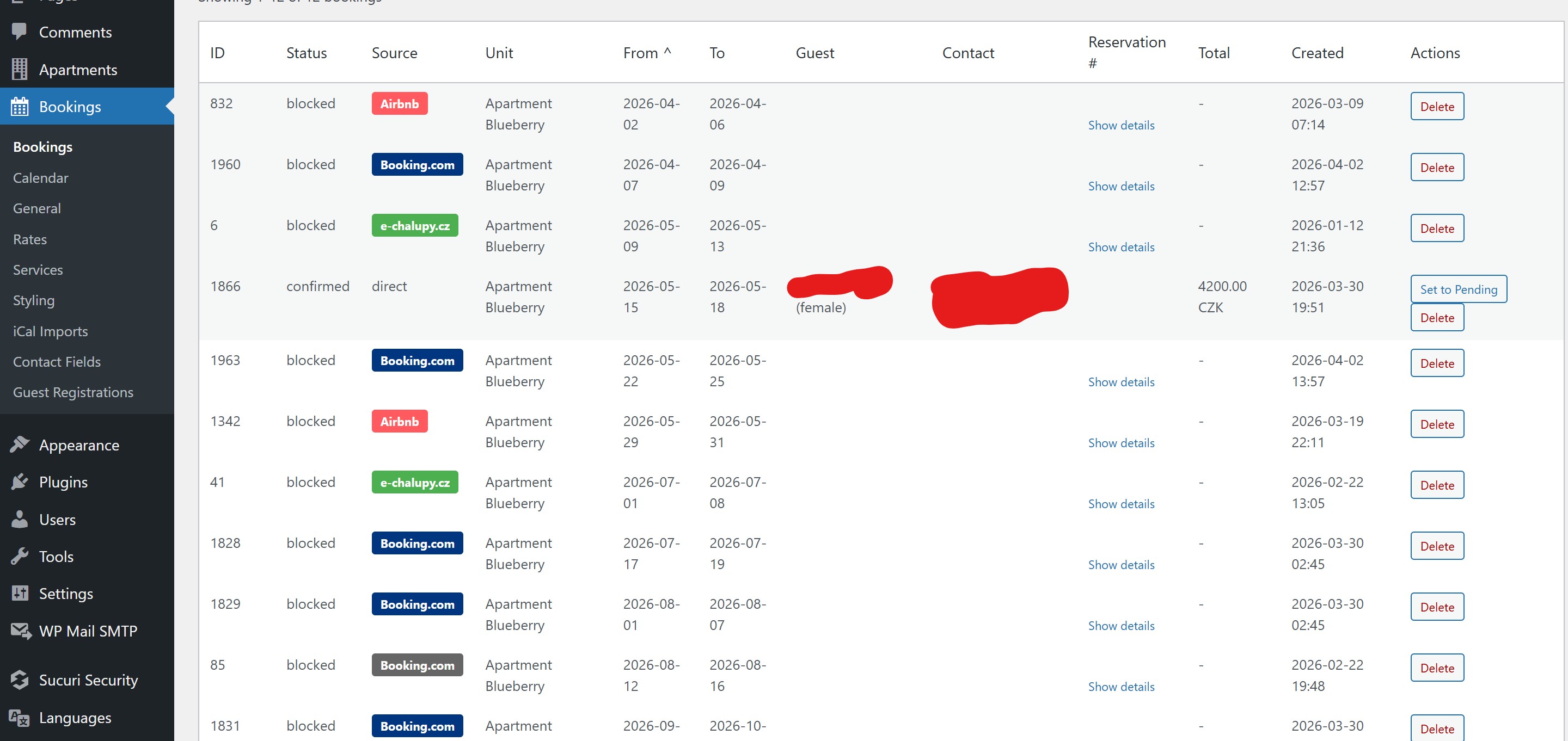 Admin - Two-way iCal synchronization settings for external OTAs.