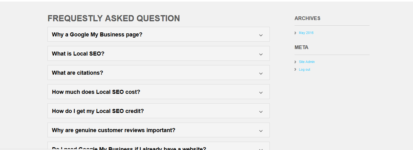 Display FAQ at front page