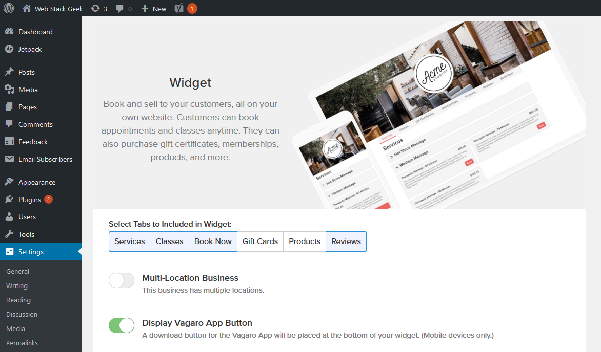 Widget type