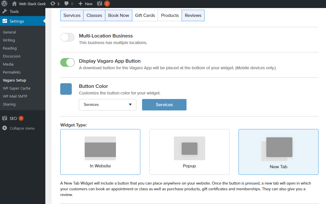 Choose a widget button