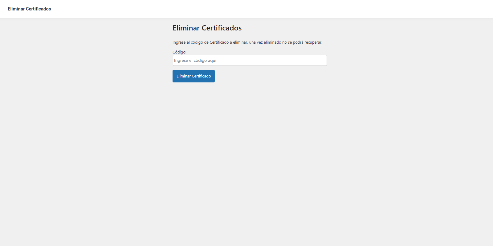 Delete Certificates with the respective code.
