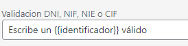 Mensaje de error al introducir un documento incorrecto.