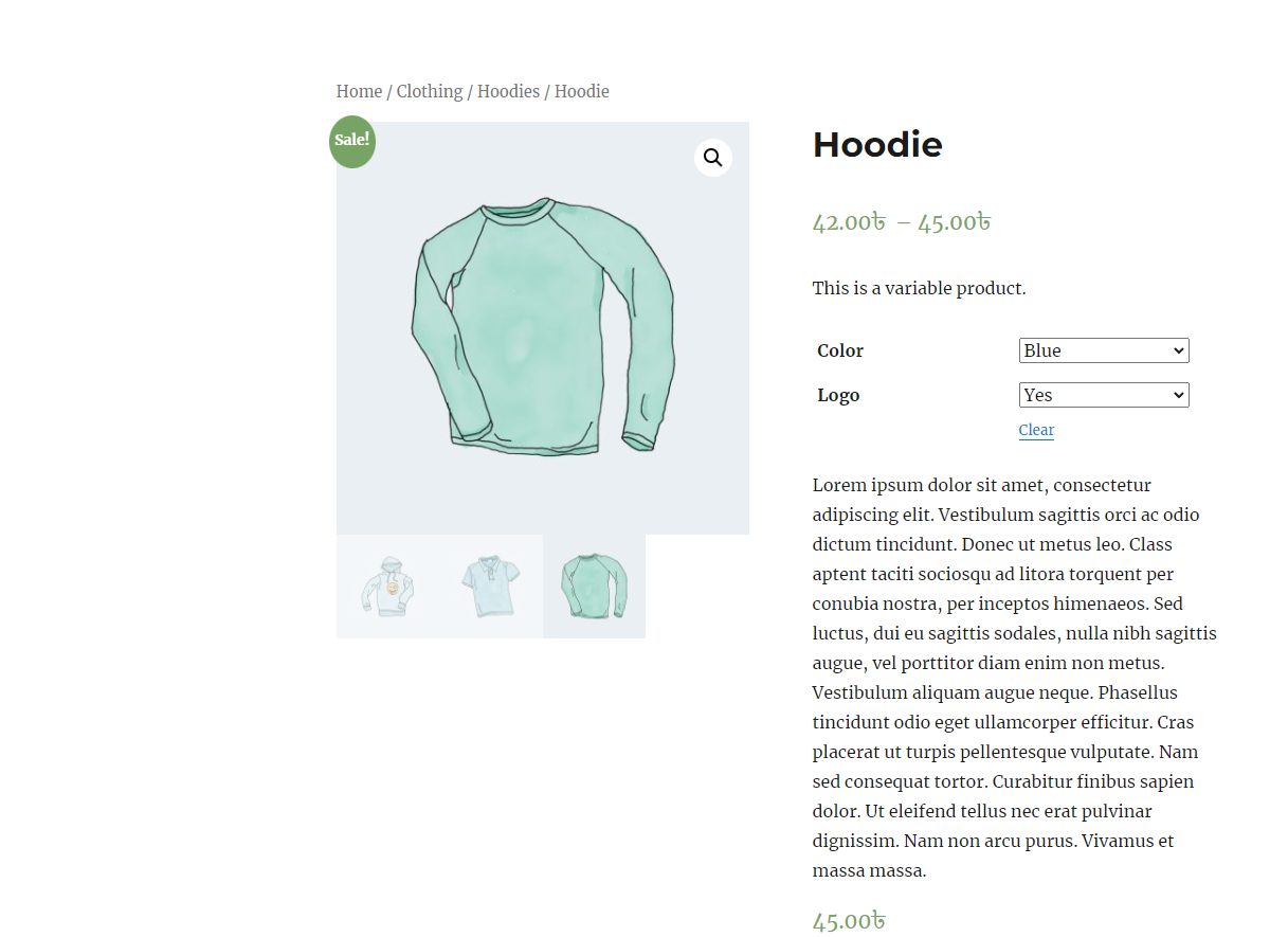 Single Page view of variation gallery.