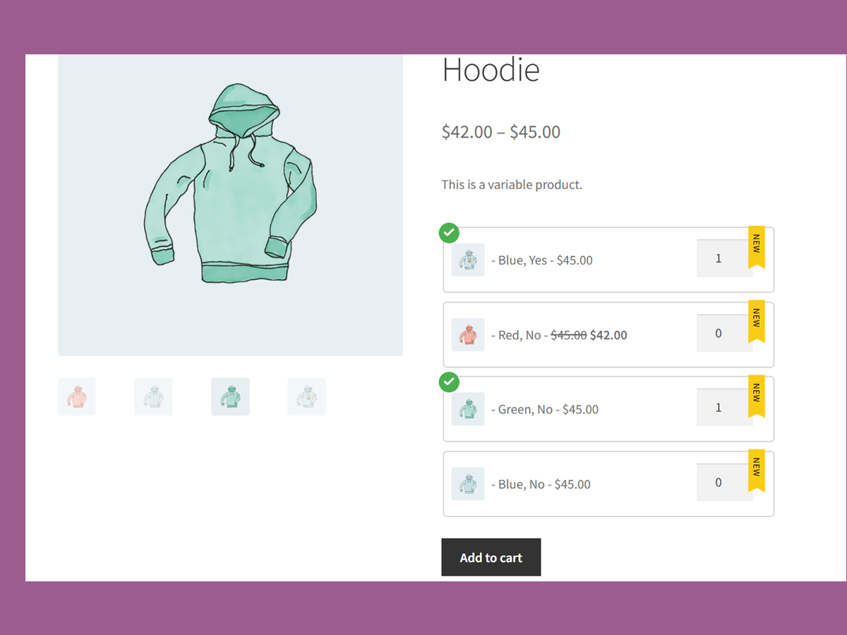 Bulk Cart & New tag for newly added variations. [Pro Feature]