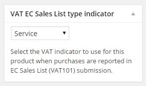 Any transaction may comprise products which are goods or a service and these transaction types must be reflected in the EC Sales List return.  The plugin adds a meta box to the download (EDD) or product (Woo Commerce) so the indicator can be defined.