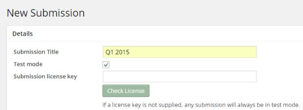 A credit can be purchased to perform the submission to HMRC. The credit license key can be tested for validity.  The submission can be tried in test mode before a live submission is attempted and a credit consumed.
