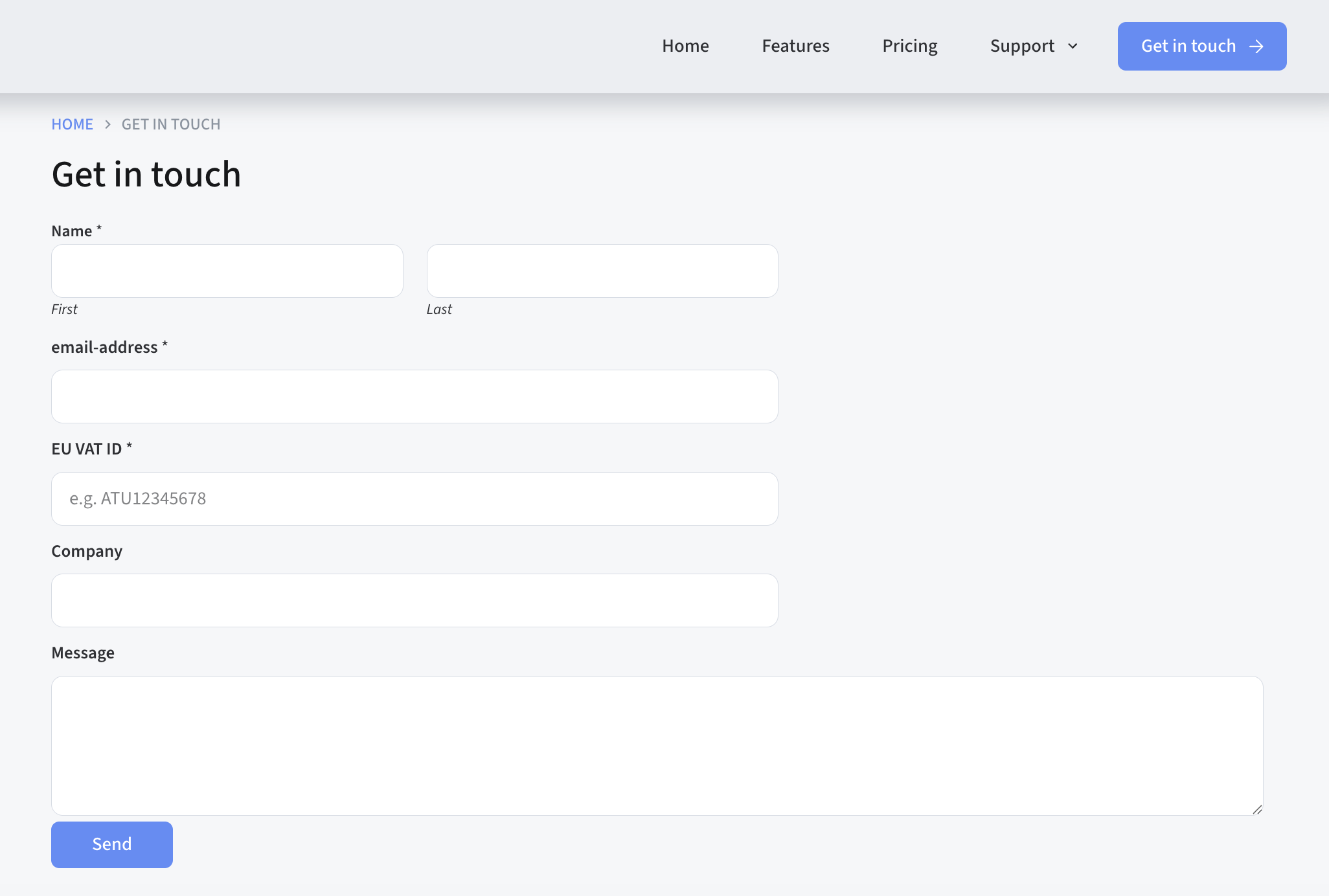EU VAT ID field in a WPForms contact form