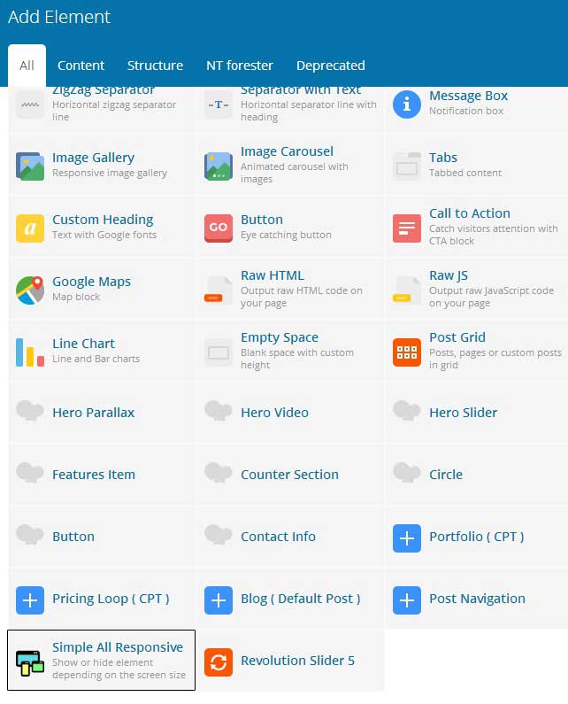 Appearance of the plugin icon in the 'All' group