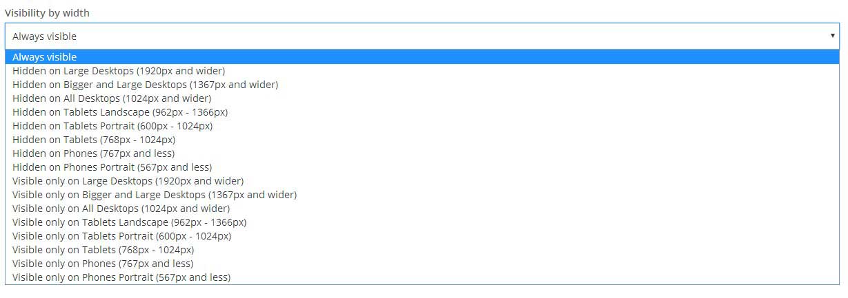 Visibility by width options