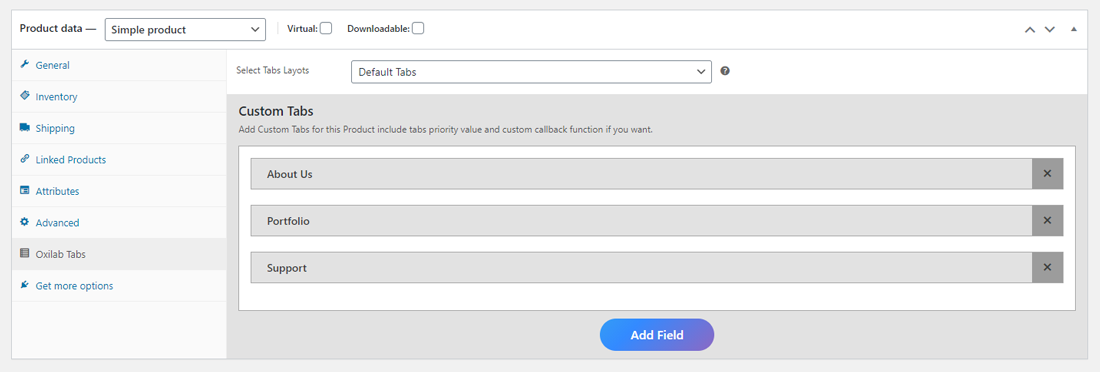 WooCommerce Custom tabs with Tabs Layouts Selection