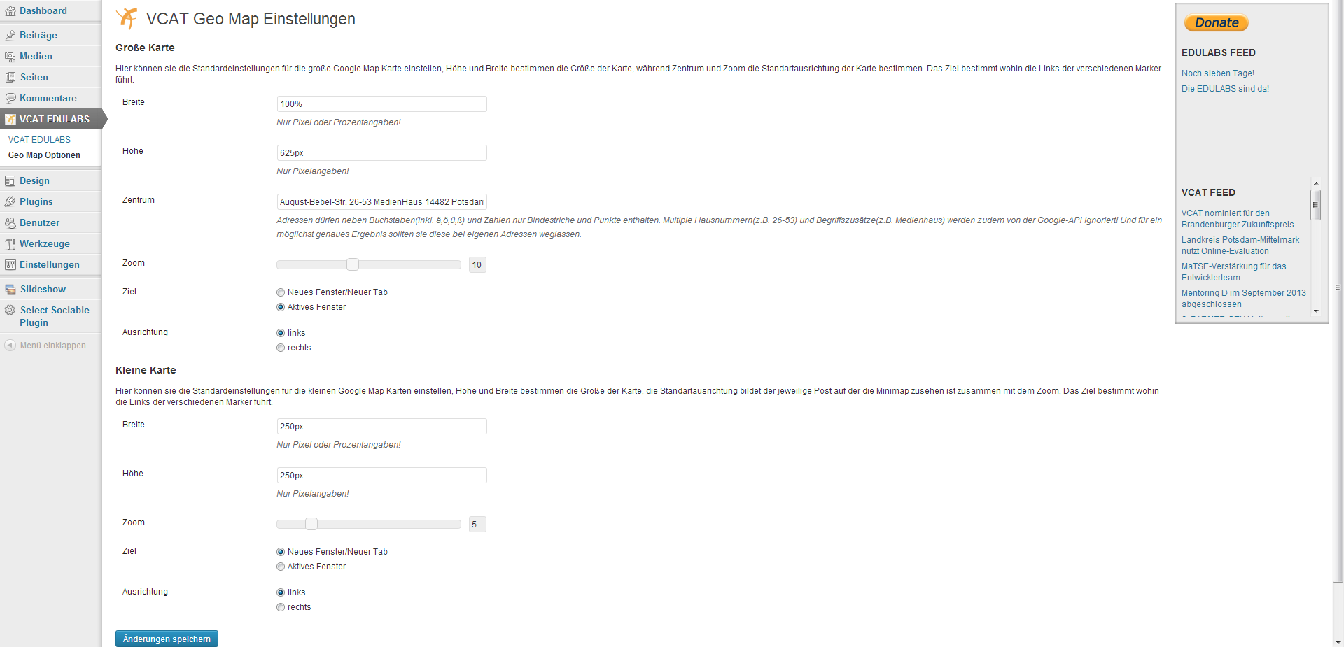 This is a dashboard-view that show the global settings.