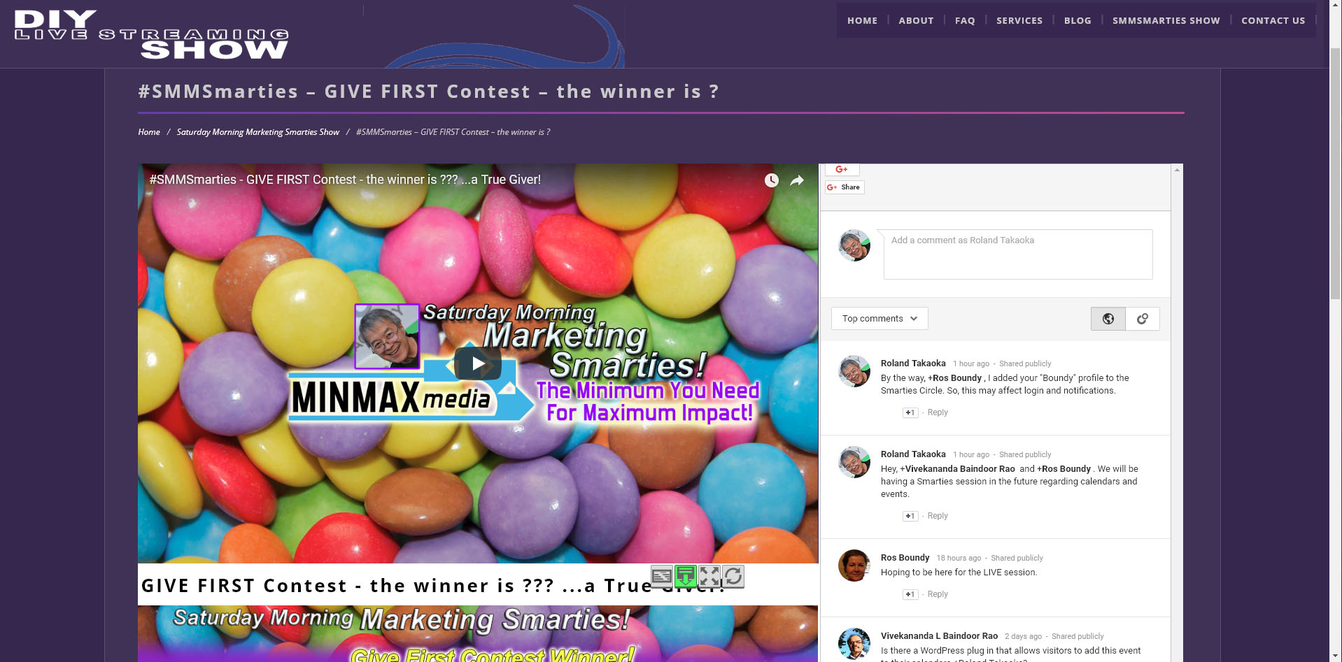 shows the plugin at work on a live page with users posting comments.
