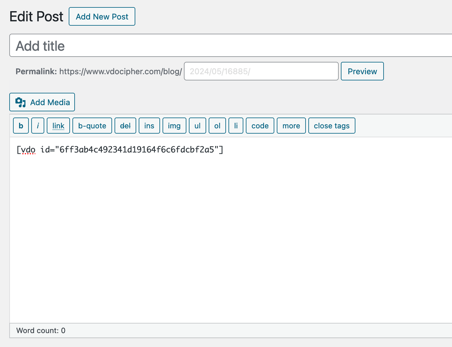 Using the shortcode in the classic editor