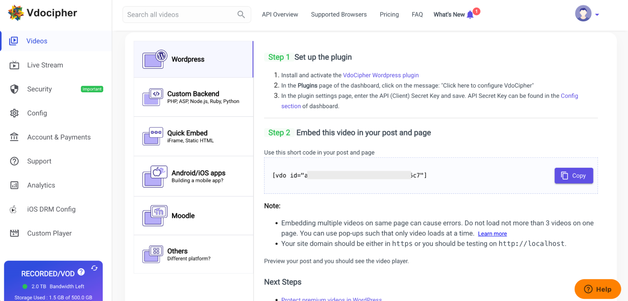 Instructions for embedding using plugin