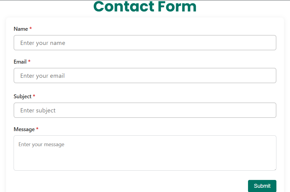 Frontend contact form display