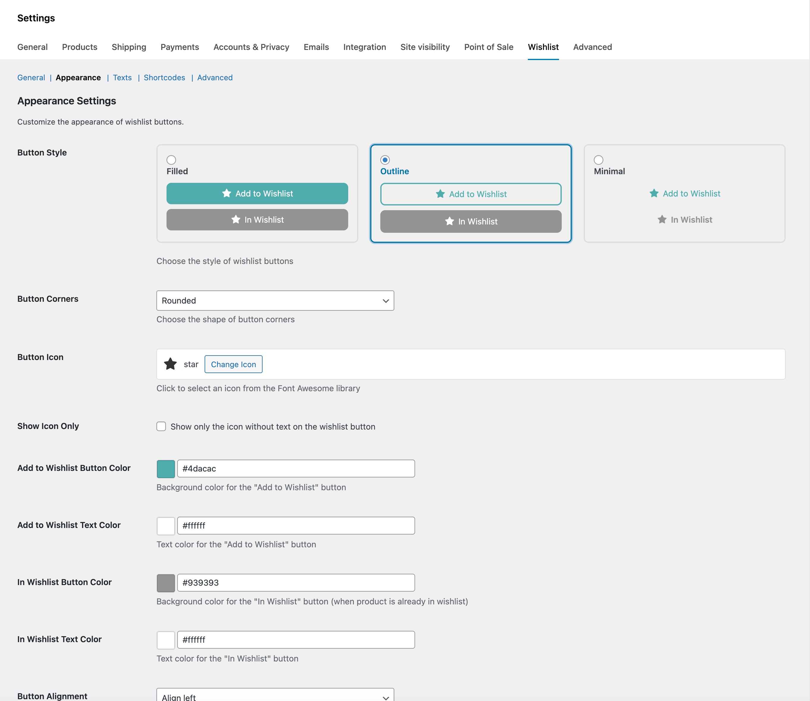 Appearance Settings - Customize button styles, colors, icons, and corner shapes to match your brand