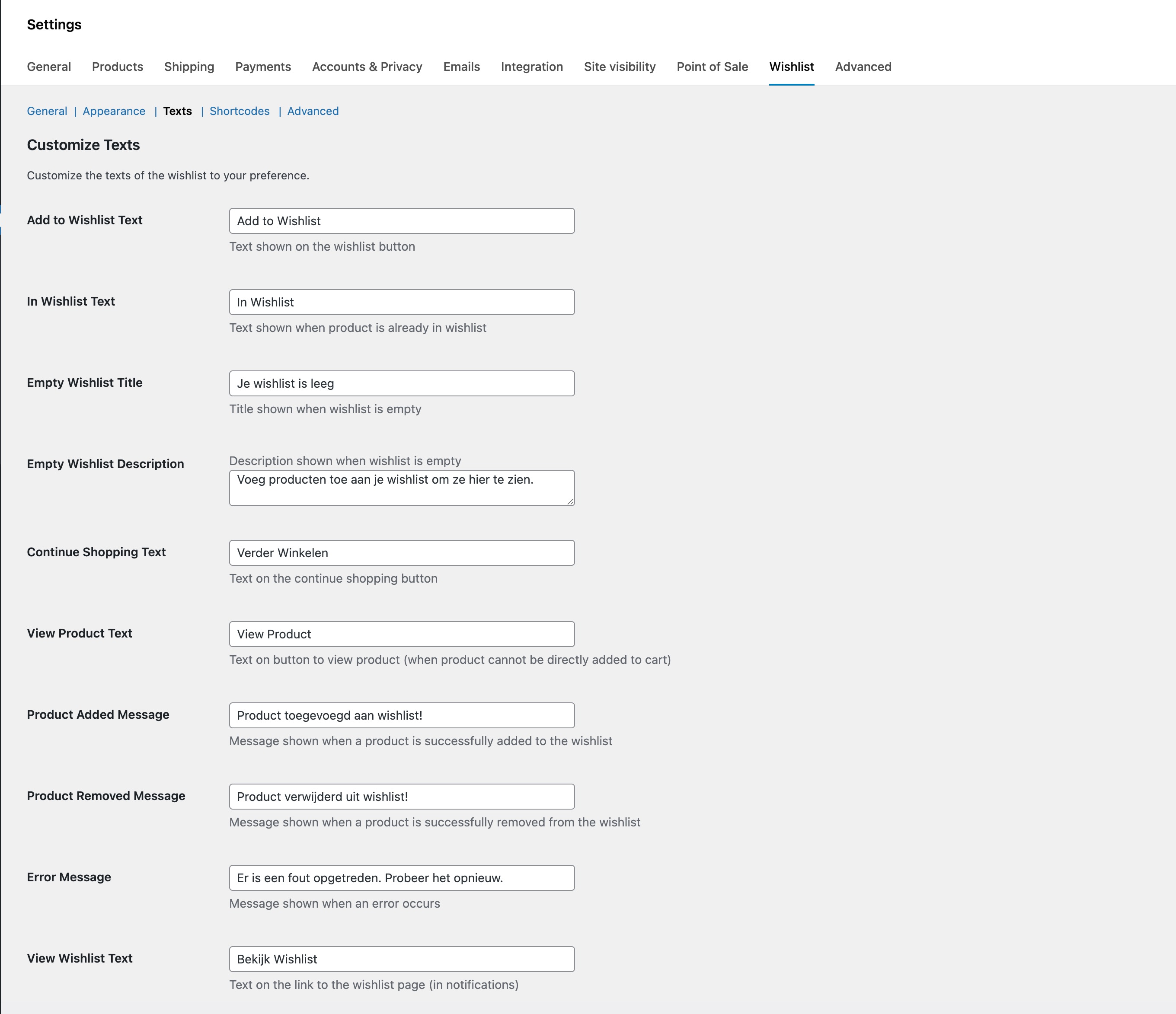 Text Customization - Personalize all wishlist messages and button labels in any language