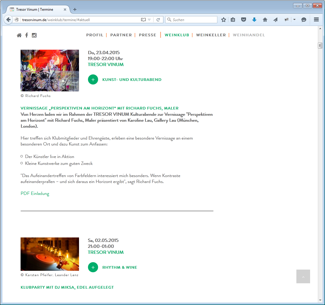 ..mit Gruppenzuordnung ("Kunst- und Kulturabend")