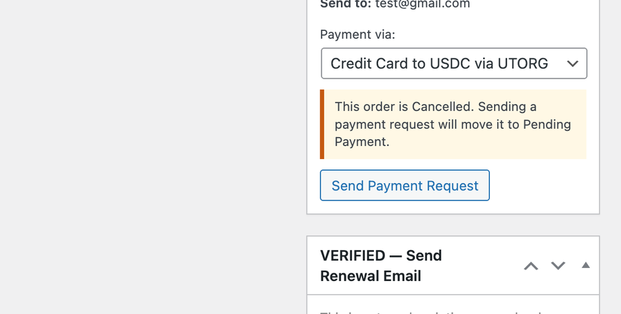 Order Payment Request meta box — generate a tokenized Pay Now link directly from any WooCommerce order screen.