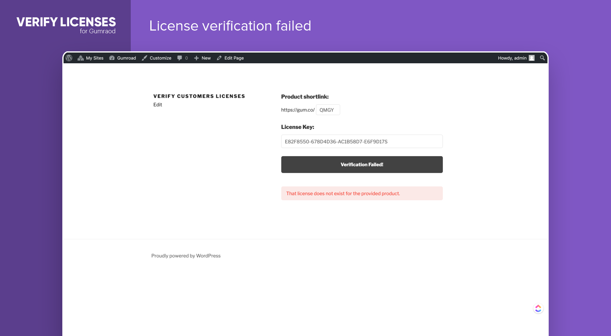 License verification failed