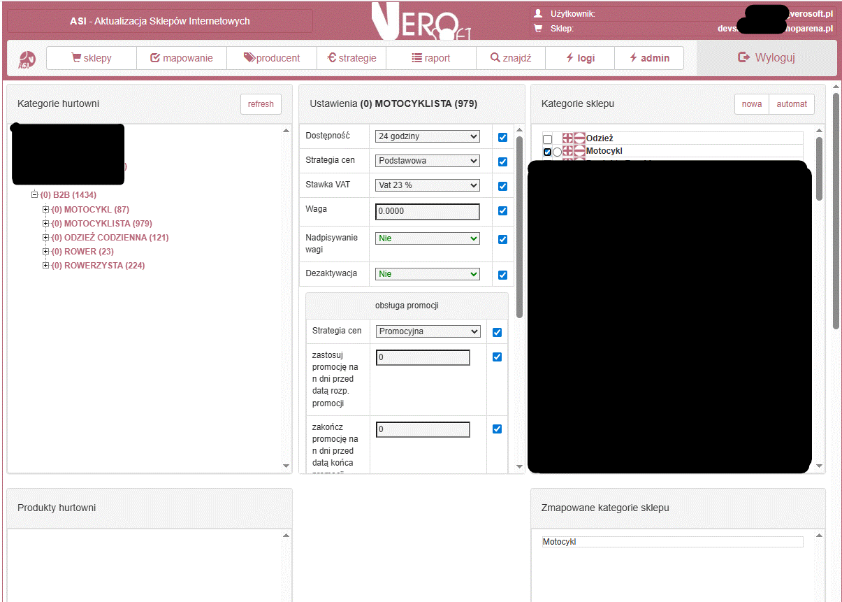 [SRV-04 / screenshot-7] Product mapping and setup. / Mapowanie produktów i konfiguracja.